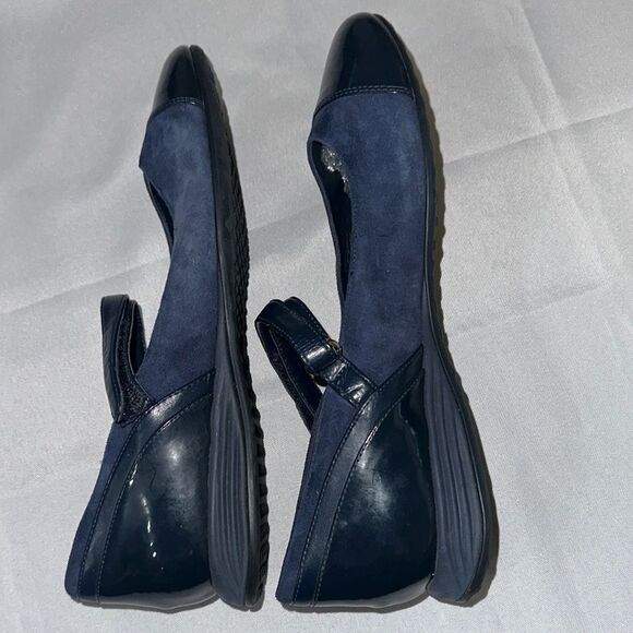 Cole Haan Grand OS Navy Blue Suede/Patten Leather Mary Jane’s Size 7 - Picture 5 of 9